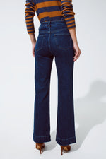 MARINE FLARE JEANS WITH BUTTON DETAILING