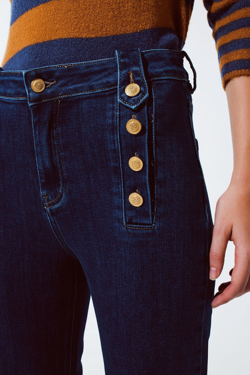 MARINE FLARE JEANS WITH BUTTON DETAILING