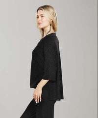 Black Metallic Relaxed Fit Top