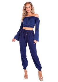 OFF SHOULDER BUBLE SLEEVES COTTON TOP