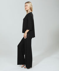 Black Metallic Wide Leg Pants