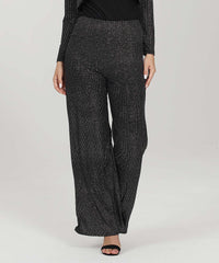 Black Glitter Wide-Leg Pants
