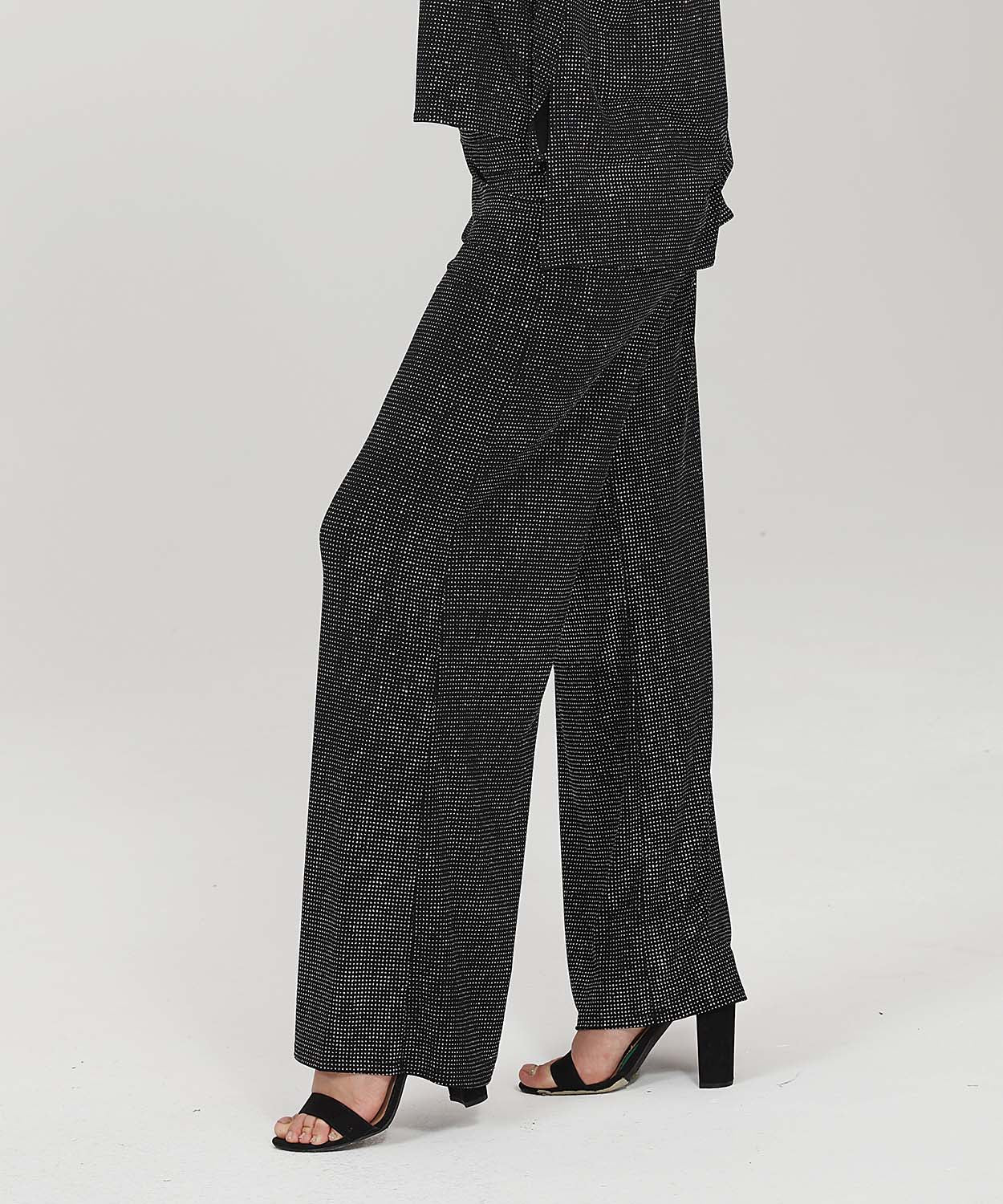 Black Glitter Wide-Leg Pants
