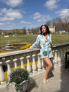 Printed Top Shorts Ruffled Two-Piece Set Blue