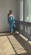Blue Tie-Dye 3-Piece Wide-Leg Pant Set