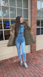 Parka with fox fur trim