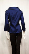 Asymmetric Satin Drape Blue Top