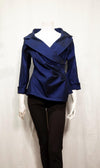 Asymmetric Satin Drape Blue Top