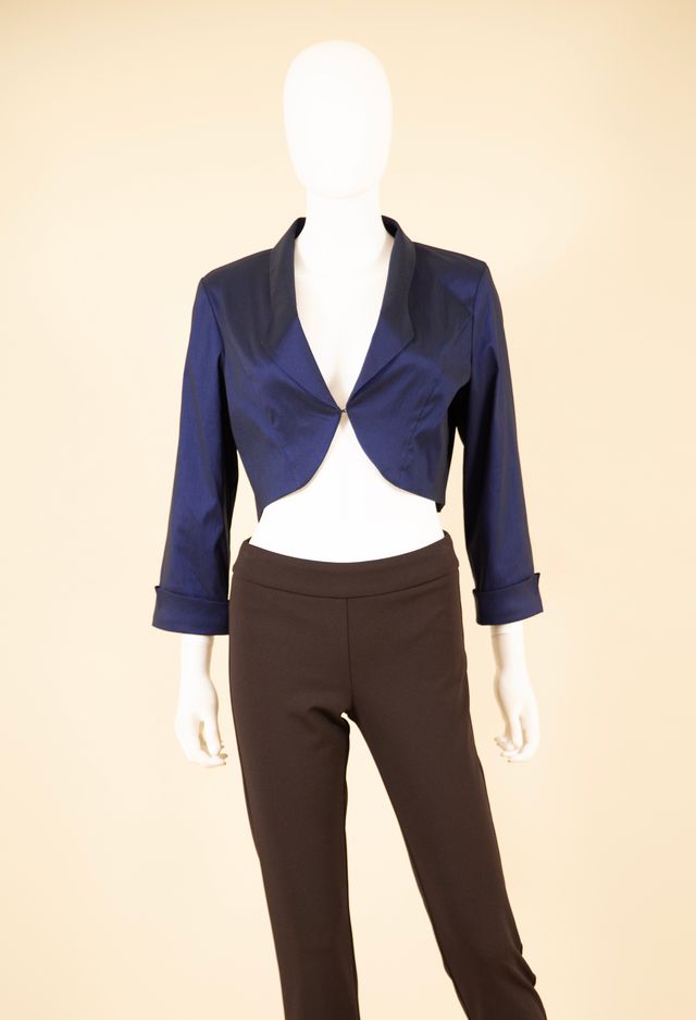 Blue Cropped Open-Front Bolero