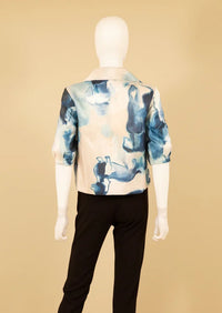 Floral Abstract Zip-Front Short Sleeve Jacket