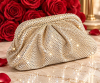 Luxe Rhinestone Pleated Clutch