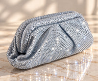 Luxe Rhinestone Pleated Clutch