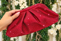 Luxe Rhinestone Pleated Clutch