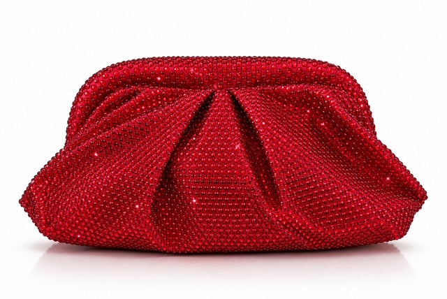 Luxe Rhinestone Pleated Clutch