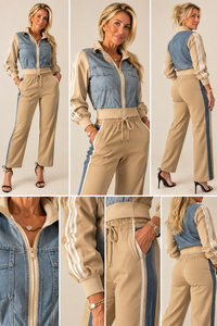Denim-Panel Athleisure Set — view 10