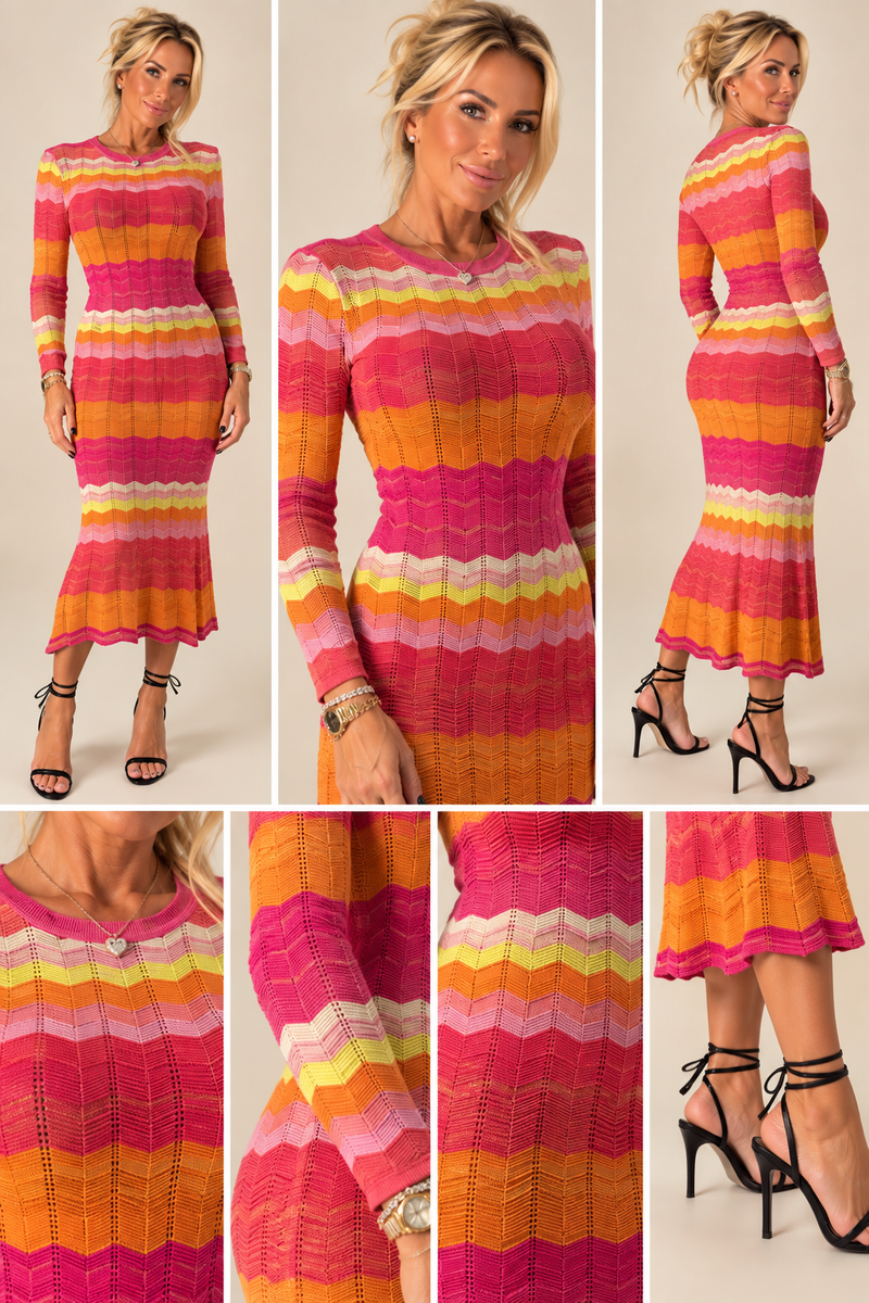 Sunset Chevron Knit Dress — view 13