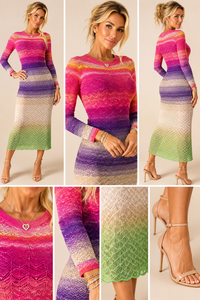 Rainbow Ombre Knit Dress — view 15
