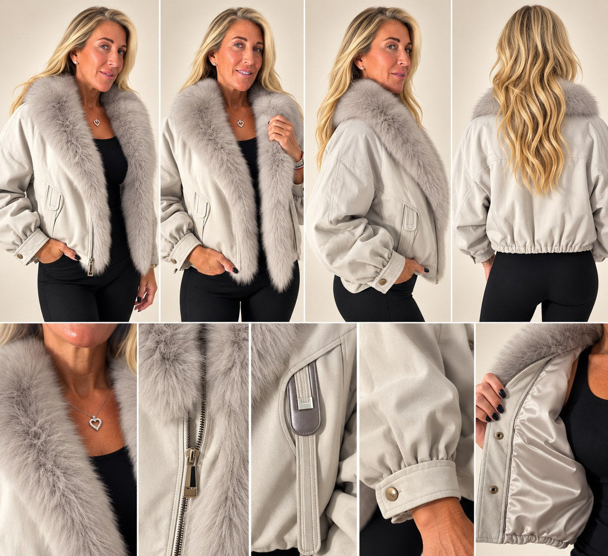 Silver Grey Fur Bomber — photo 10