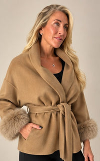 Camel Belted Fur Coat — photo 13