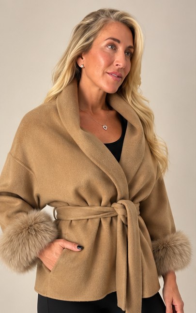 Camel Belted Fur Coat — photo 13