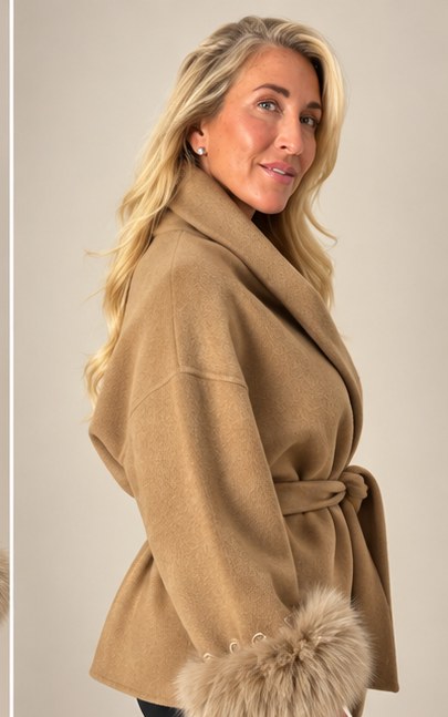 Camel Belted Fur Coat — photo 14