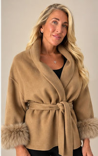 Camel Belted Fur Coat — photo 15