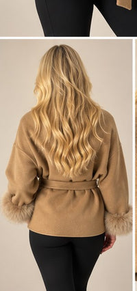 Camel Belted Fur Coat — photo 16