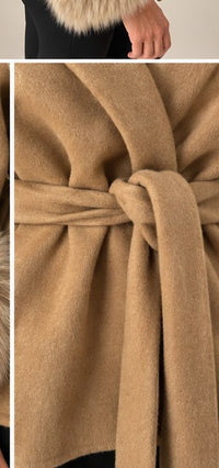 Camel Belted Fur Coat — photo 19