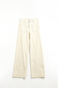 Straight Leg Corduroy Jeans in Ecru with pockets