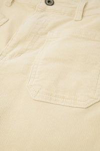 Straight Leg Corduroy Jeans in Ecru with pockets