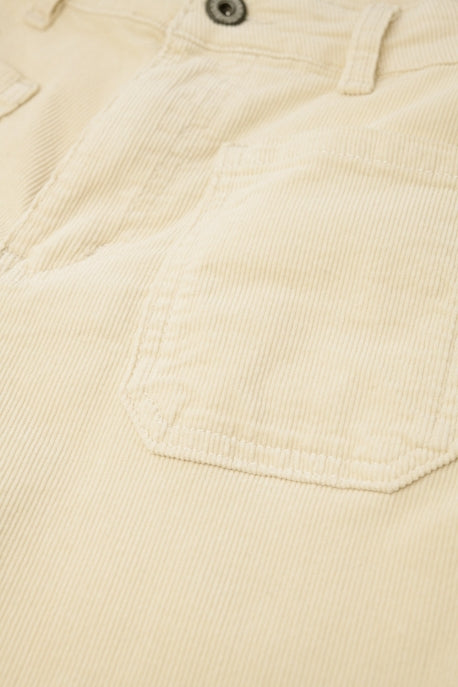 Straight Leg Corduroy Jeans in Ecru with pockets