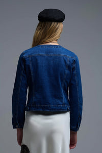 Stretch Denim Embellished Jacket