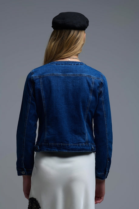Stretch Denim Embellished Jacket