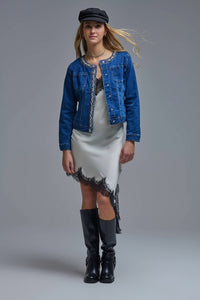 Stretch Denim Embellished Jacket