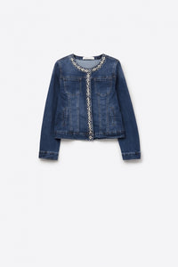 Stretch Denim Embellished Jacket