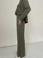 Flared ribbed knit pants