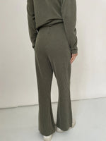 Flared ribbed knit pants