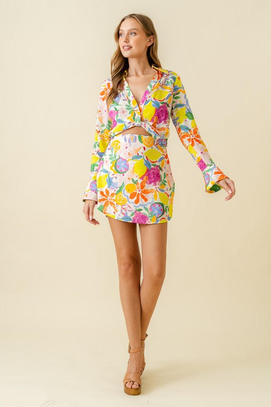 Fruit Print Linen Mini Skirt Amanda Jean NYC Fruit Print Linen Mini Skirt Amanda Jean NYC