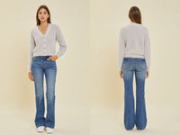 Fuzzy Button Up Crystal Cardigan
