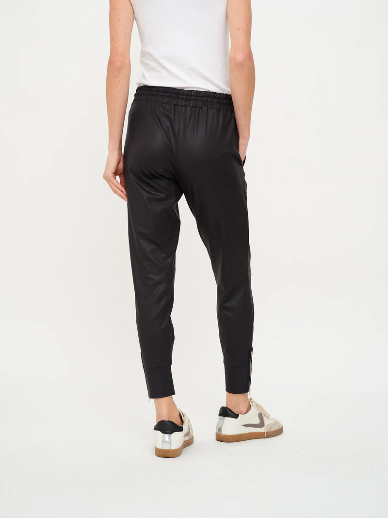 Coated Zip Jogger Black