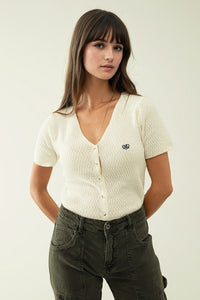 CARDIGAN WITH SHORT SLEEVES AND FRONT CLOSURE