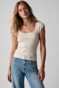 Square Neck Fine-Knit Sweater