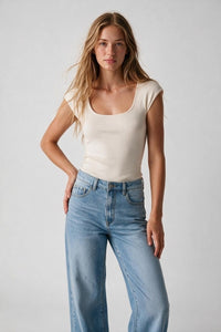 Square Neck Fine-Knit Sweater