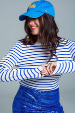 Slim Fit Sweater With Blue Stripes