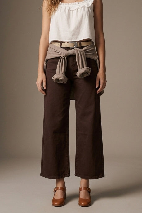 Chocolate Wide Leg Cropped Jeans