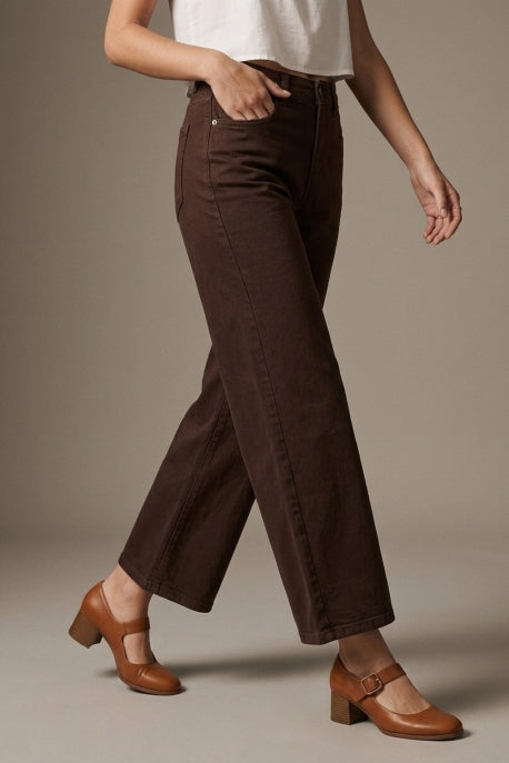 Chocolate Wide Leg Cropped Jeans