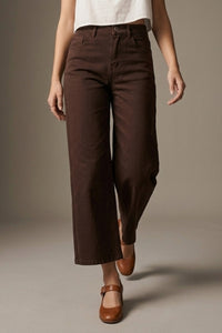 Chocolate Wide Leg Cropped Jeans