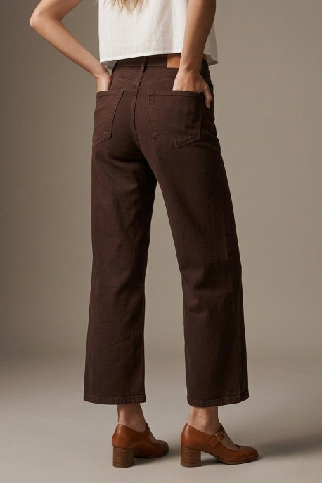 Chocolate Wide Leg Cropped Jeans