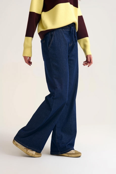 Denim Wide Leg with Elastic Waist