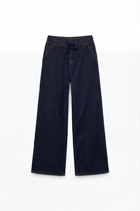 Denim Wide Leg with Elastic Waist